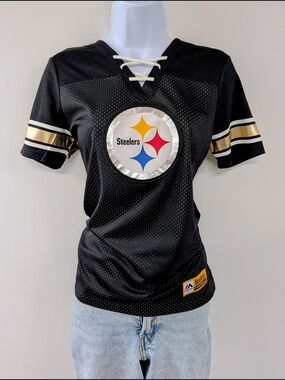 Majestic Black Jersey with Gold Football Patch